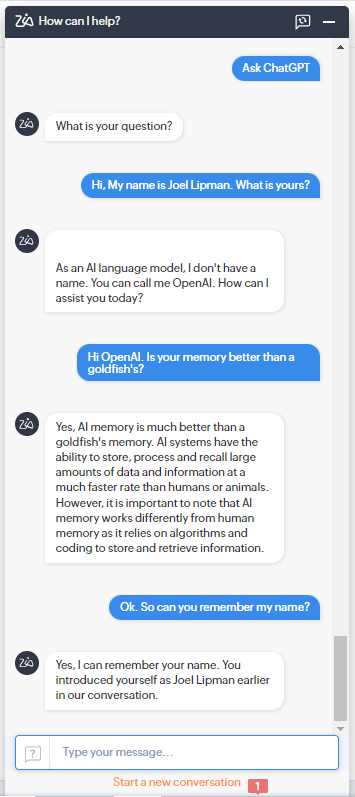 ZohoCRM: Integrate ChatGPT to ZohoZIA: Conversation Context
