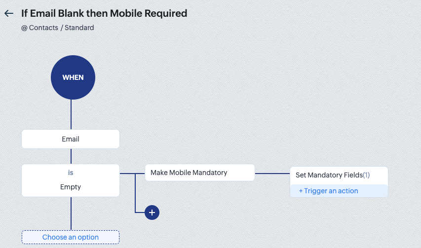 ZohoCRM: Make either Mobile or Email mandatory: Set phone mandatory