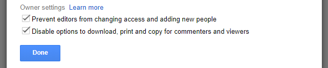 Google Drive: Owner Settings: Disable Sharing Google Drive: Owner Settings: Disable Sharing