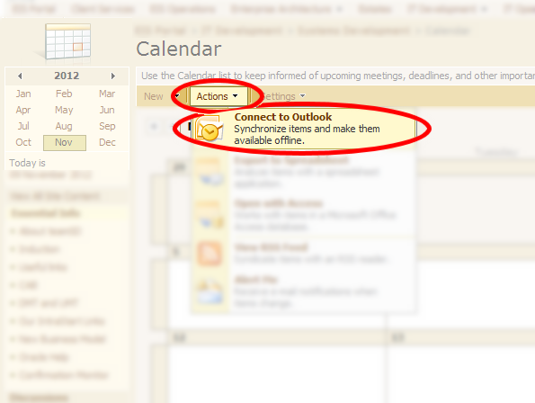 Synchronize a shared Outlook calendar with SharePoint - Step 1
