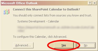 Synchronize a shared Outlook calendar with SharePoint - Step 3
