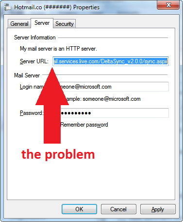 Windows Live Mail - Server URL DeltaSync Windows Live Mail - Server URL DeltaSync