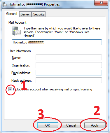 Windows Live Mail - Account Properties Deactivate Windows Live Mail - Account Properties Deactivate