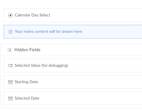 Zoho Creator: Radio Group into Calendar Carousel: the Creator form