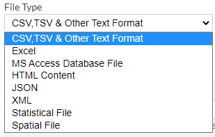 Zoho Analytics: Setup DataSource via FTP Connection: File Types