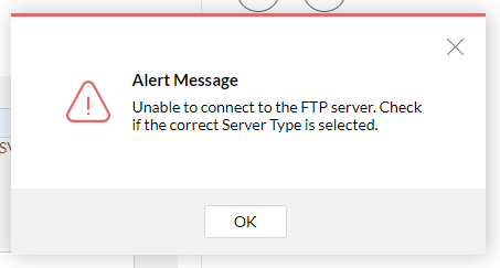 Zoho Analytics: Setup DataSource via FTP Connection: Error Connecting to Server