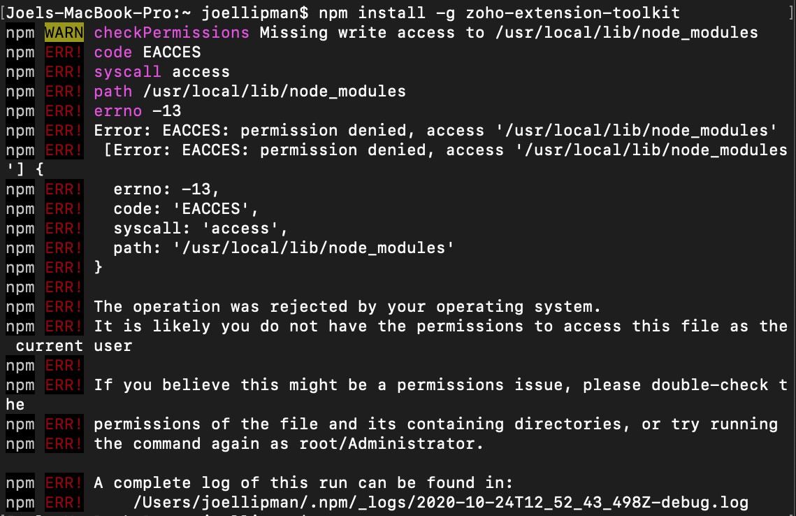 ZET Installation Errors