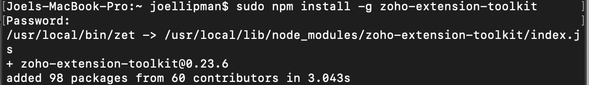 ZET Installed Successfully