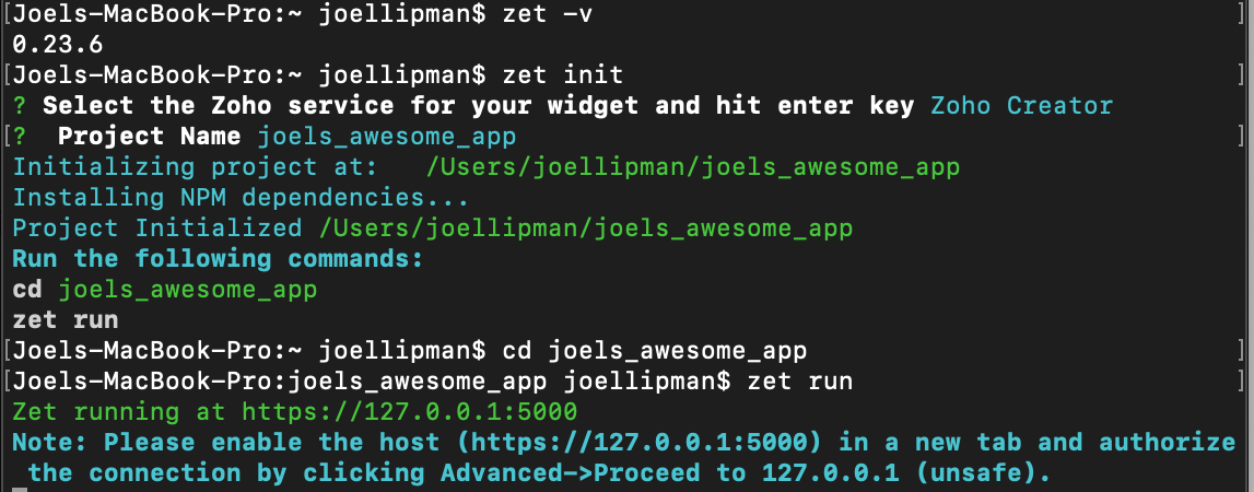 ZET Initialization and Run