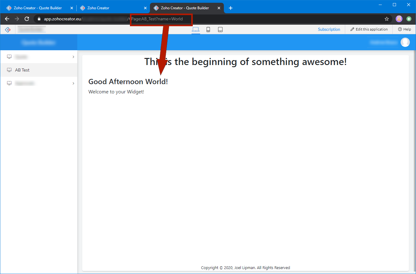 Zoho Creator - Preview Widget in Creator Page