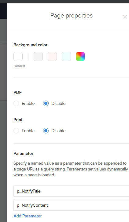 Page Properties - Add Parameters