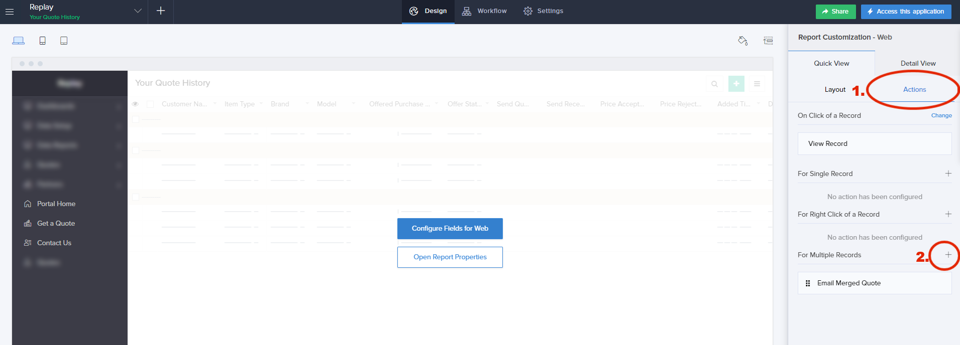 Zoho Creator - Create a button on the report